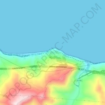 Mappa topografica Sant'Ambrogio, altitudine, rilievo