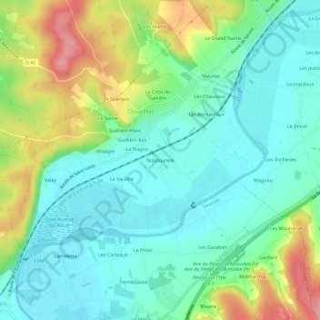 Mappa topografica Niautouneix, altitudine, rilievo