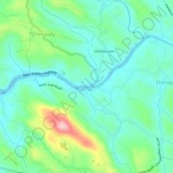 Mappa topografica Pazhayidam, altitudine, rilievo