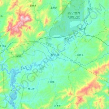 Mappa topografica 泰宁县, altitudine, rilievo