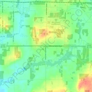 Mappa topografica Westville, altitudine, rilievo