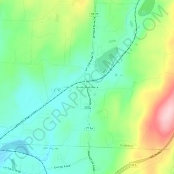 Mappa topografica South Shaftsbury, altitudine, rilievo