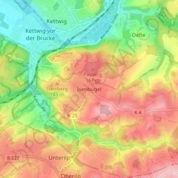 Mappa topografica Isenbügel, altitudine, rilievo