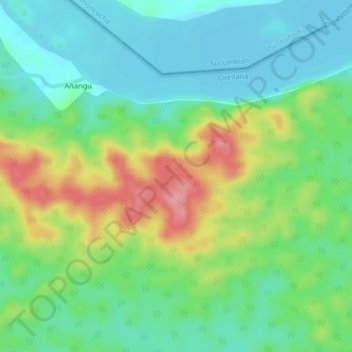 Mappa topografica Añangu, altitudine, rilievo