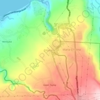 Mappa topografica Ditucalan, altitudine, rilievo