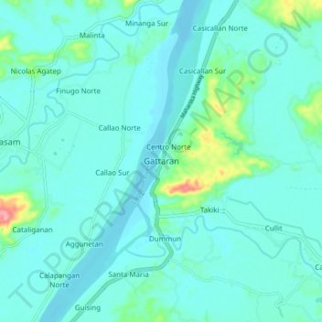 Mappa topografica Gattaran, altitudine, rilievo