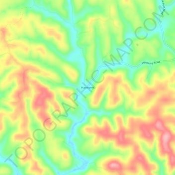 Mappa topografica Harmony, altitudine, rilievo