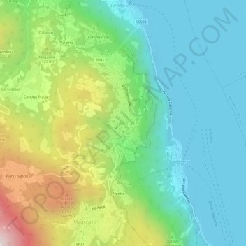 Mappa topografica Civenna, altitudine, rilievo