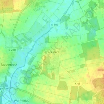 Mappa topografica Brackstedt, altitudine, rilievo