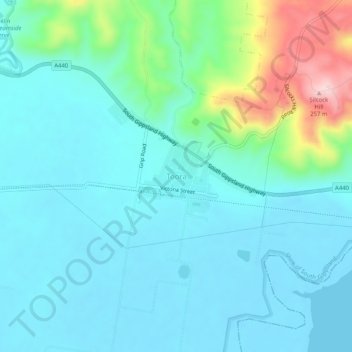 Mappa topografica Toora, altitudine, rilievo