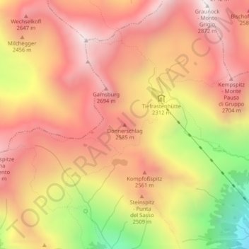 Mappa topografica Donnerschlag, altitudine, rilievo