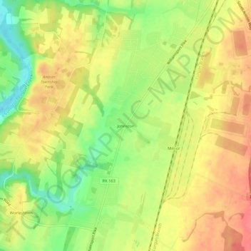 Mappa topografica Johnston, altitudine, rilievo