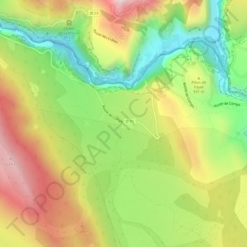 Mappa topografica Les Cavaliers, altitudine, rilievo