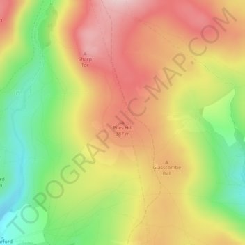 Mappa topografica Piles Hill, altitudine, rilievo