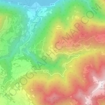 Mappa topografica Ponna Superiore, altitudine, rilievo