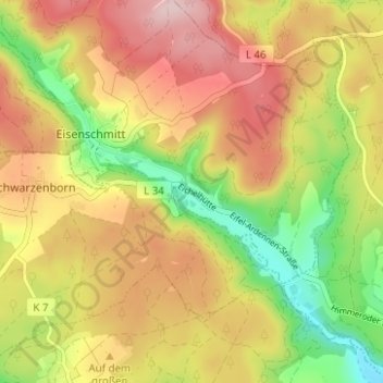 Mappa topografica Eichelhütte, altitudine, rilievo