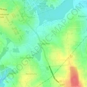 Mappa topografica Haragadde, altitudine, rilievo