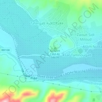 Mappa topografica Tamnougalt, altitudine, rilievo
