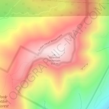 Mappa topografica Overlook Mountain, altitudine, rilievo