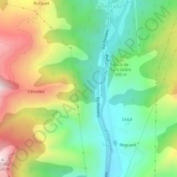 Mappa topografica Cova del Cingle, altitudine, rilievo