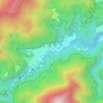 Mappa topografica Mutanyi, altitudine, rilievo