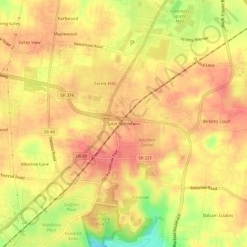 Mappa topografica Saint Bethlehem, altitudine, rilievo