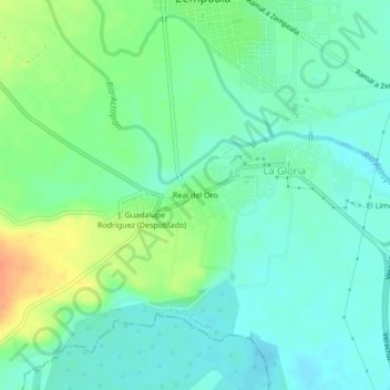 Mappa topografica Real del Oro, altitudine, rilievo