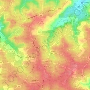 Mappa topografica Croizat, altitudine, rilievo