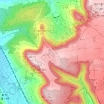 Mappa topografica Kuchalb, altitudine, rilievo