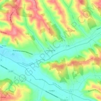 Mappa topografica Saint-Caprais, altitudine, rilievo