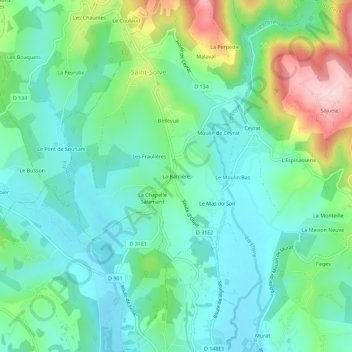 Mappa topografica La Barrière, altitudine, rilievo