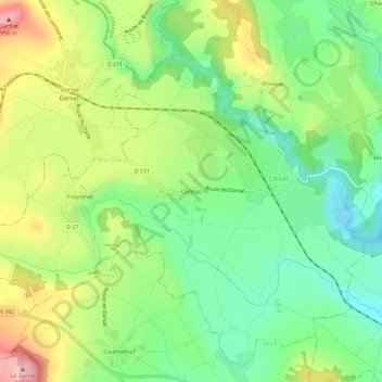 Mappa topografica Connac, altitudine, rilievo