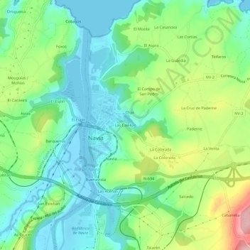 Mappa topografica Las Calellas, altitudine, rilievo