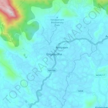 Mappa topografica Engapuzha, altitudine, rilievo