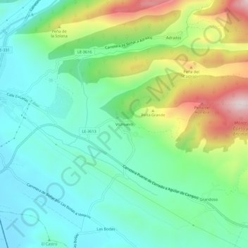 Mappa topografica Voznuevo, altitudine, rilievo