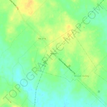 Mappa topografica Moore, altitudine, rilievo