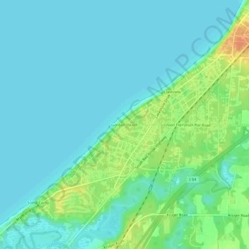 Mappa topografica Gordon Beach, altitudine, rilievo