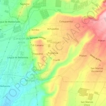 Mappa topografica Pumahua, altitudine, rilievo