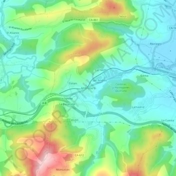 Mappa topografica Ambrosero, altitudine, rilievo