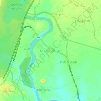 Mappa topografica Santhoshapuram, altitudine, rilievo