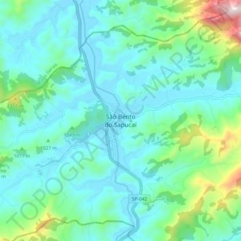 Mappa topografica São Bento do Sapucaí, altitudine, rilievo