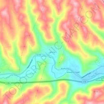 Mappa topografica Lansing, altitudine, rilievo