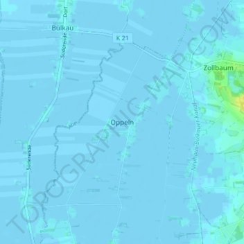 Mappa topografica Oppeln, altitudine, rilievo