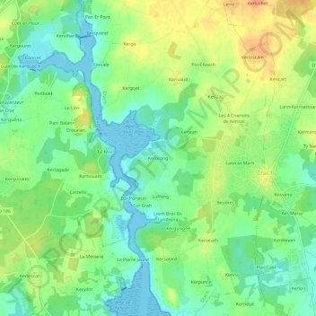 Mappa topografica Kerorang, altitudine, rilievo