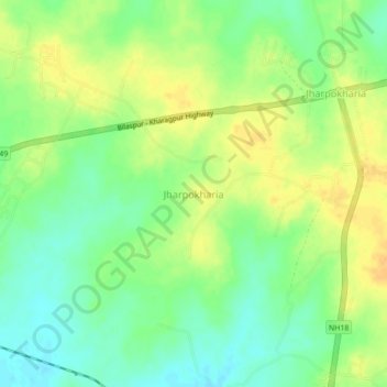 Mappa topografica Jharpokharia, altitudine, rilievo