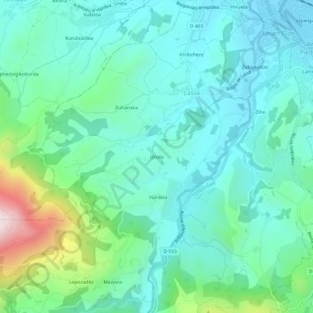 Mappa topografica Ithola, altitudine, rilievo