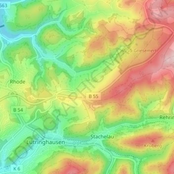 Mappa topografica Griesemert, altitudine, rilievo