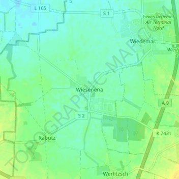 Mappa topografica Wiesenena, altitudine, rilievo