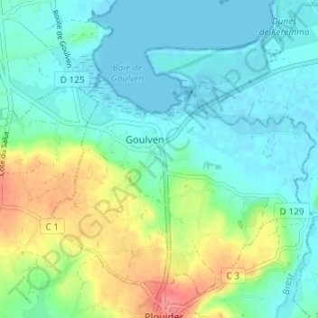 Mappa topografica Gouerven, altitudine, rilievo