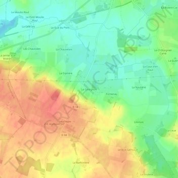 Mappa topografica La Courgeon, altitudine, rilievo